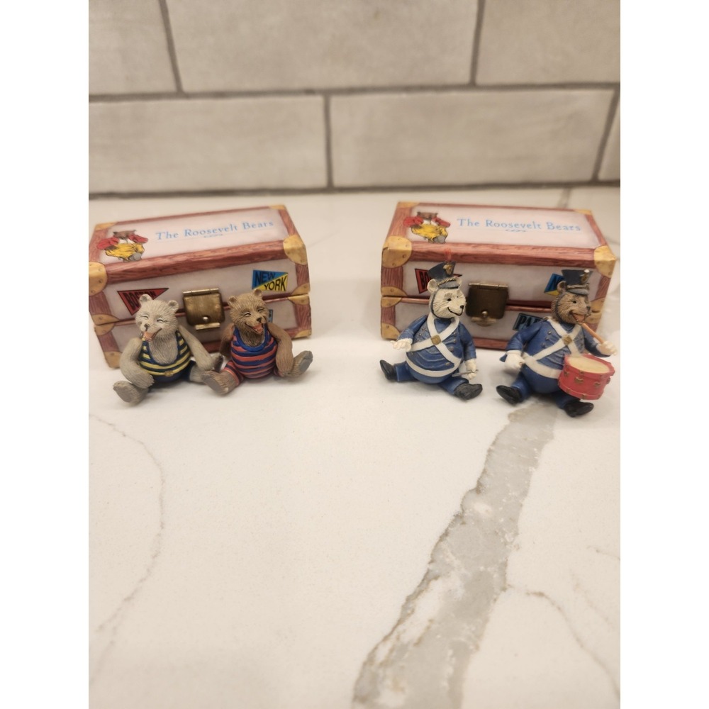 Vintage 1992 Roosevelt‎ Bears Miniature Bears In Trunks Figurine Lot Jointed